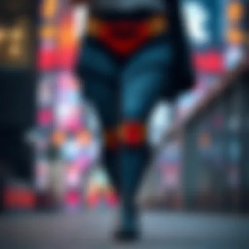 Vibrant Plus Size Batman Leggings Stylish plus size Batman leggings on display, showcasing vibrant design