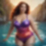 Elegant plus size mermaid swimsuit design showcasing vibrant colors and flowing fabrics