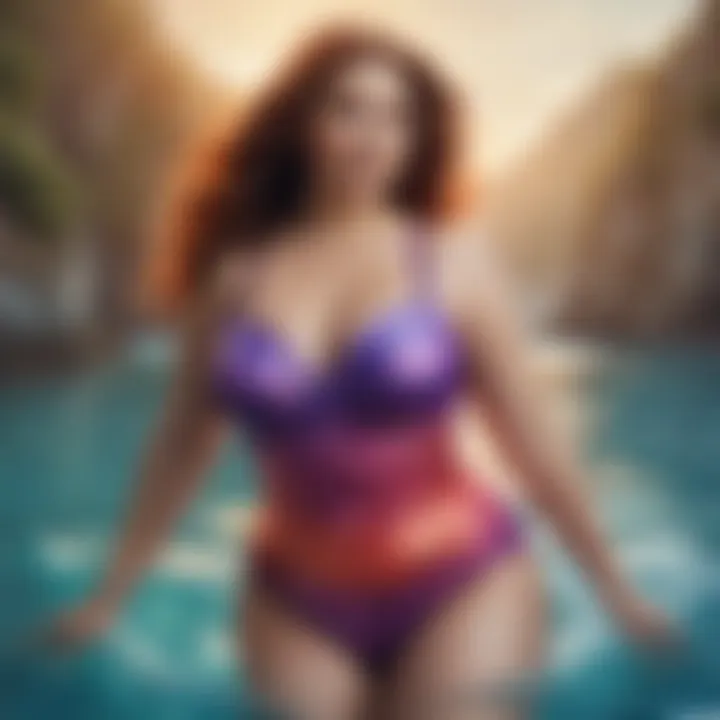 Elegant plus size mermaid swimsuit design showcasing vibrant colors and flowing fabrics