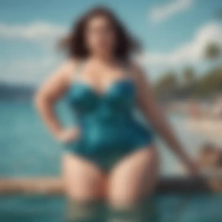 Stylish accessories paired with a plus size mermaid swimsuit, emphasizing personal style