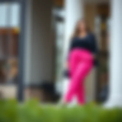 Elegant plus size pink dress pants styled for a formal occasion