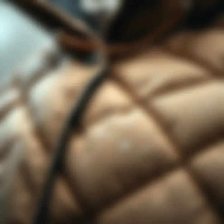 Close-up of fabric texture of a plus size winter vest