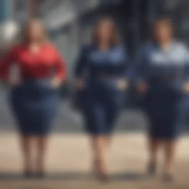 Flattering silhouettes of plus size workwear attire