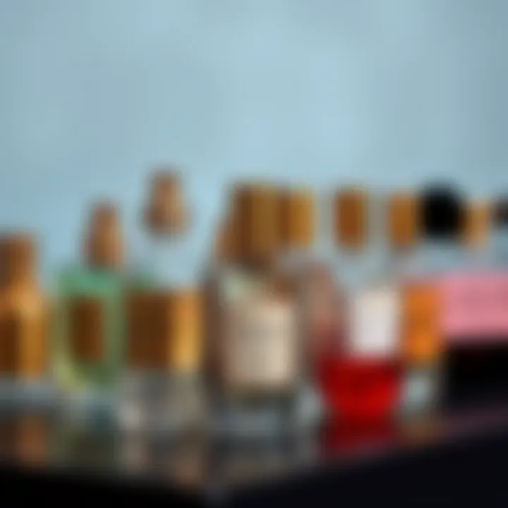 Various designs of portable mini perfumes lined up