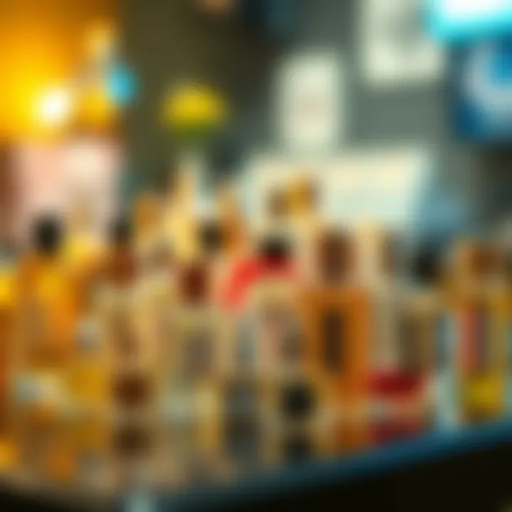 Collection of eco-friendly refillable perfumes on display