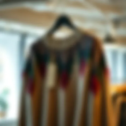 Stylish ripped knitted sweater draped elegantly on a hanger