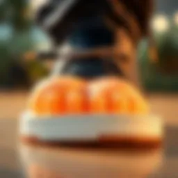 Close-up view of silicone gel cushioning in footwear