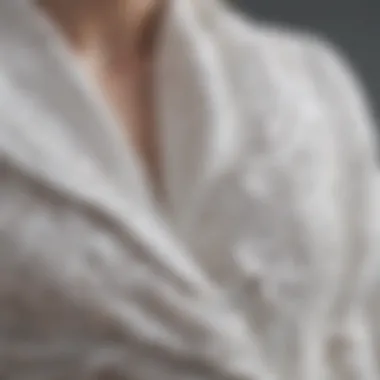 Close-up of fabric texture of a white dress