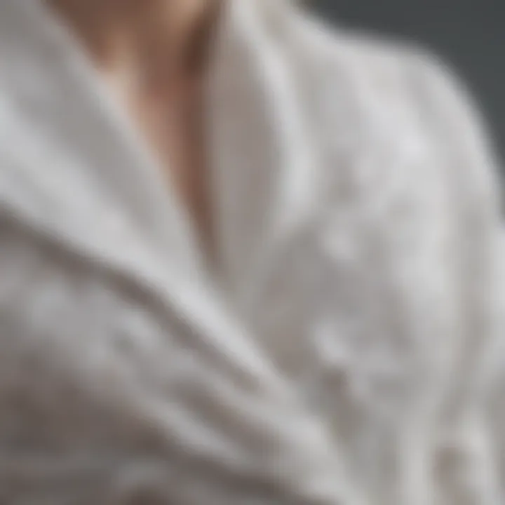 Close-up of fabric texture of a white dress