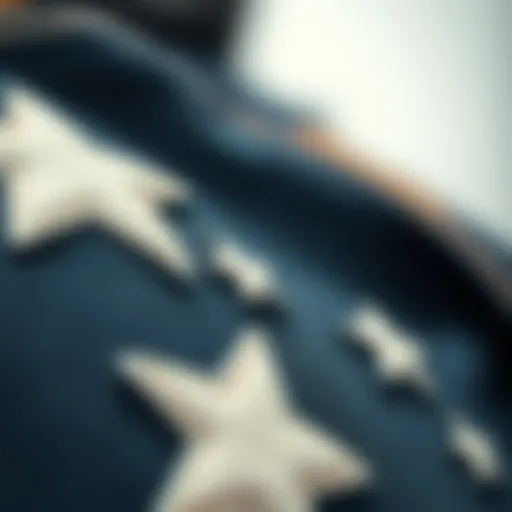 A close-up view of star patches on denim fabric