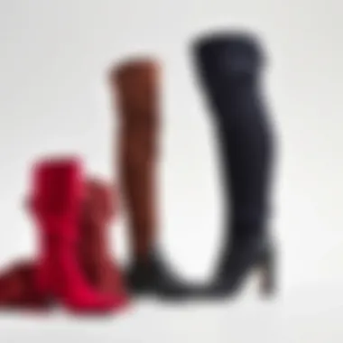 Materials of Stretchy Thigh-High Boots Various materials used in the construction of stretchy thigh-high boots, highlighting their versatility.