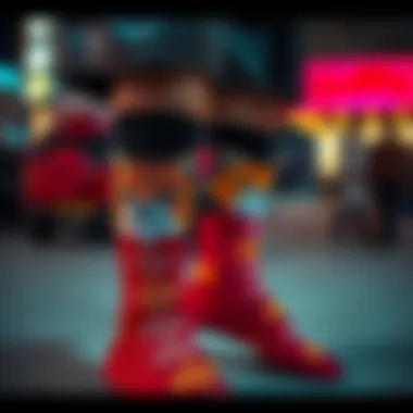 Fashion Statement with Animal Face Socks Stylish individual showcasing animal face socks as a fashion statement