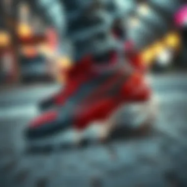 Close-up of chunky Puma footwear showcasing intricate design details