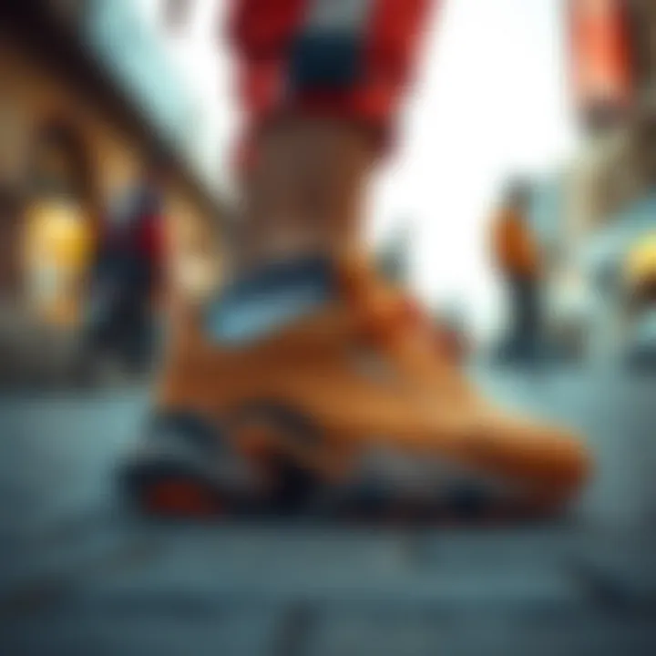 Stylish chunky Puma shoes paired with urban streetwear