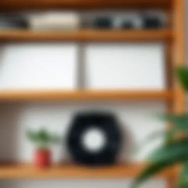 Innovative Shelf Decor with Blank Vinyl Records Creative arrangement of blank vinyl records on a shelf