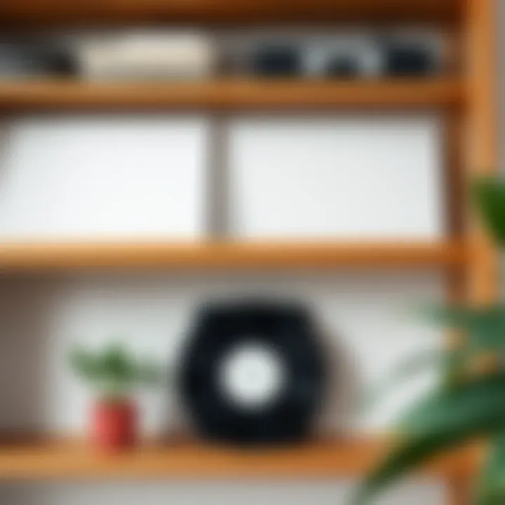 Innovative Shelf Decor with Blank Vinyl Records Creative arrangement of blank vinyl records on a shelf