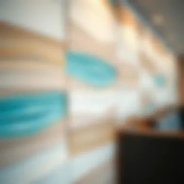 Close-up of textured PVC wall panels