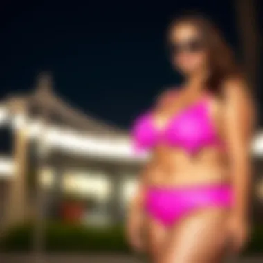 Stylish Plus Size Model in Hot Pink Swimsuit Stylish plus size model in a hot pink swimsuit