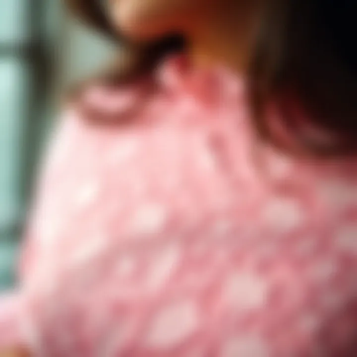 Close-Up of Luxurious Pink Lace Fabric Close-up of luxurious lace fabric in soft pink