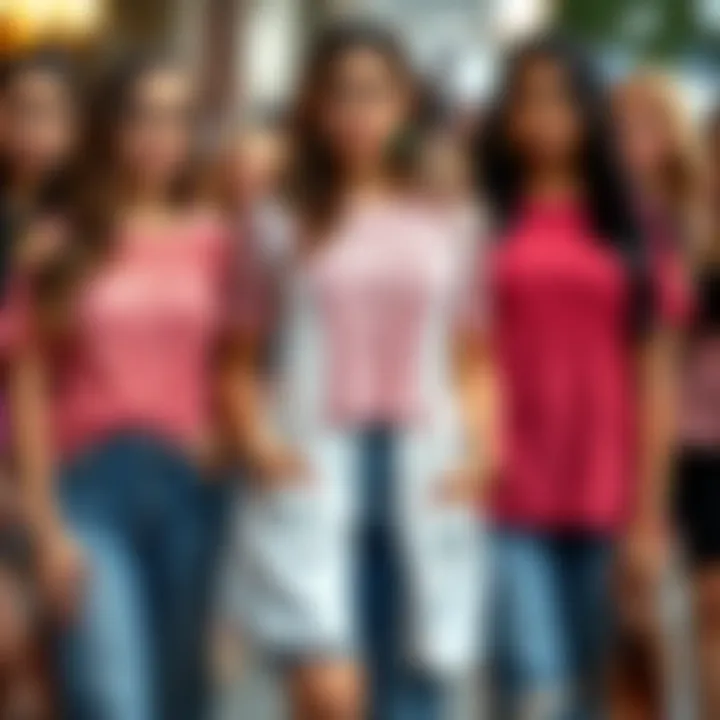 Diverse Styles of Pink Lace Tops Diverse group showcasing pink lace tops for various occasions