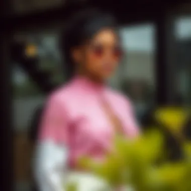 Fashion-Forward Styling with Pink Lace Fashion-forward styling of pink lace top with accessories