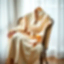 Luxurious silk bathrobe draped elegantly on a vintage chair