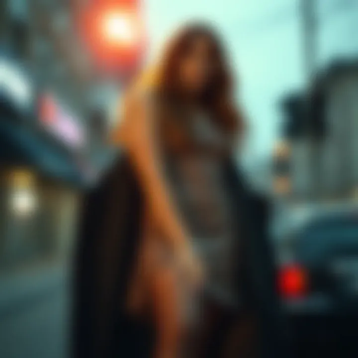 A stylish outfit featuring sparkly fishnets paired with a chic dress