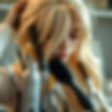 Close-up of styling tools and products for wig maintenance