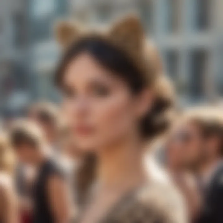 Individual expressing personal style with leopard headband ears at an event