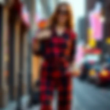 Chic Styling of the Plaid Jumpsuit with Accessories Stylish plaid jumpsuit paired with accessories for a chic look