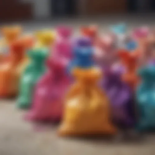 Colorful assortment of drawstring gift bags displayed elegantly