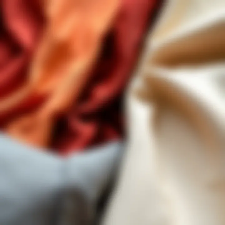 Close-up of fabric choices for a belted cami dress showcasing textures and colors