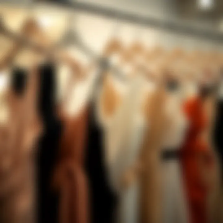 Illustration of different fits and silhouettes of belted cami dresses on hangers