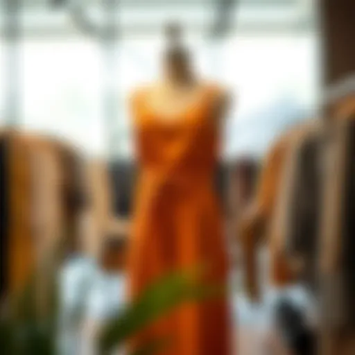 Contemporary Boutique Setup with Cami Dress A stylish belted cami dress displayed on a mannequin in a modern boutique