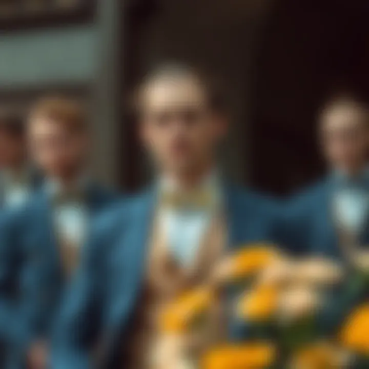 Historical representation of blue suits in fashion