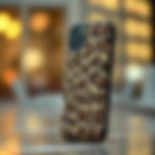 Elegant cheetah print phone case showcasing its unique design.