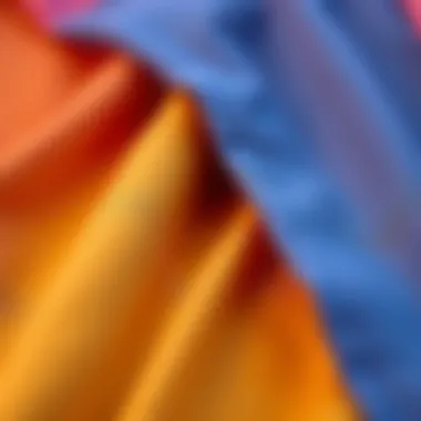 Close-up of fabric textures used in color block tanks