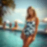 Chic cow print one-piece swimsuit on model