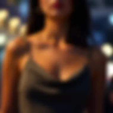 Elegant cowl neck design showcasing draping