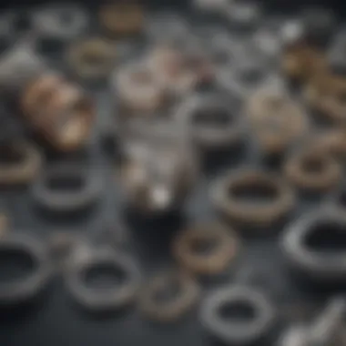 Variety of materials used in ring connector jewelry