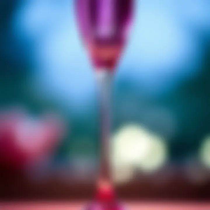 Detailed View of Pink Acrylic Flute Design Close-up of pink acrylic champagne flute showcasing its design