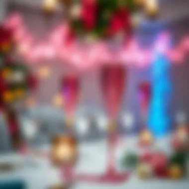 Festive Table Decor with Pink Acrylic Flutes Elegant pink acrylic champagne flutes on a festive table