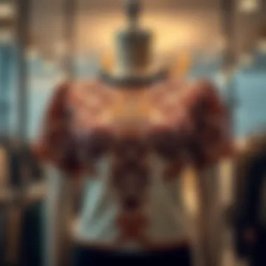 Elegant giraffe blouse displayed on a mannequin showcasing its intricate design.