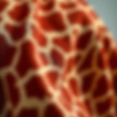 Close-up of the fabric texture and pattern of the giraffe blouse.