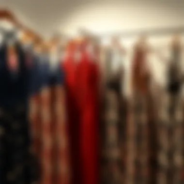Variety of halterneck swing dresses showcased in a boutique
