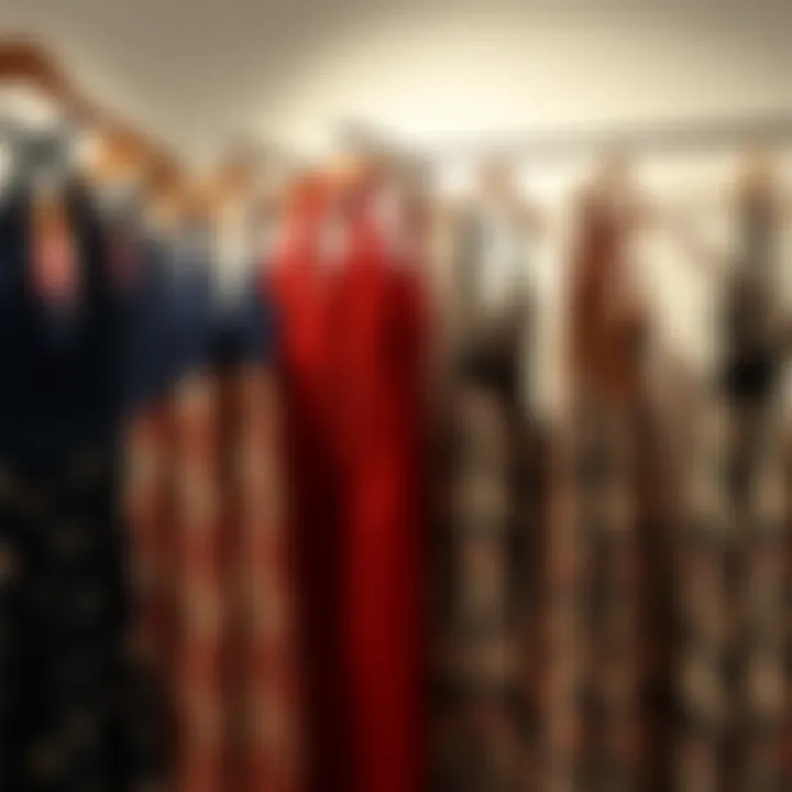 Variety of halterneck swing dresses showcased in a boutique