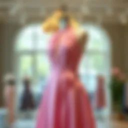 Elegant halterneck swing dress displayed on a mannequin