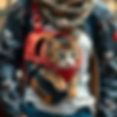 Stylish cat carrier integrated into a fashionable outfit