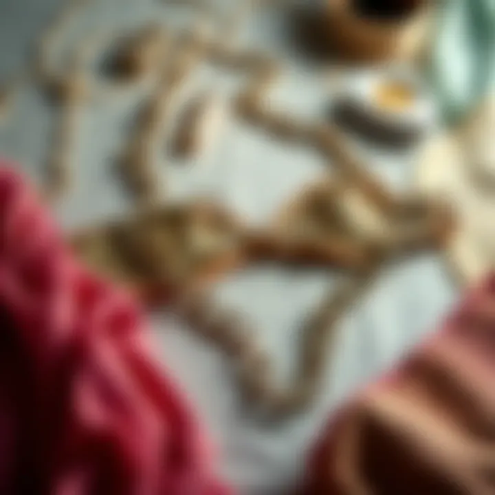 A flat lay of various materials used in metal chain bikinis