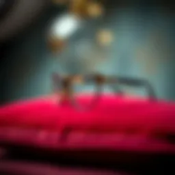 Elegant monocle displayed on a velvet cushion